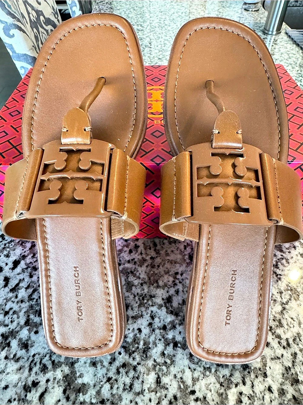 Tory Burch Georgia Sandal Calf Leather Sandals Brown US 7.5